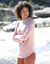 Koudewerend T-shirt in molton met opstaande kraag (poederroze)