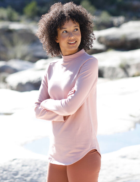 T-shirt molleton anti-froid, col montant   (rose poudré)