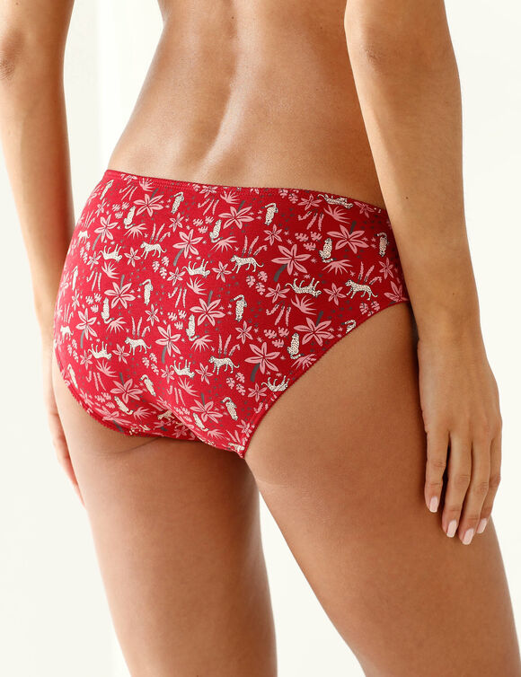 Katoenen midislip met "panter" print - Set van 4 (rood)