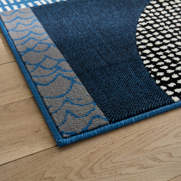 Tapis d&eacute;coratif motif g&eacute;om&eacute;trique (jeans)