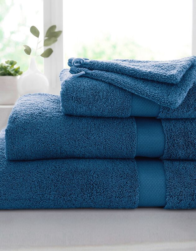 Effen badstof in katoen en modal 500 g/m2 (eendenblauw)