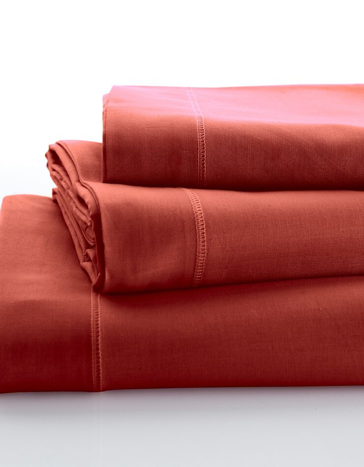 Linge de lit uni coton (terracotta)