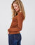Effen T-shirt met ronde hals, in stretchstof (karamel)