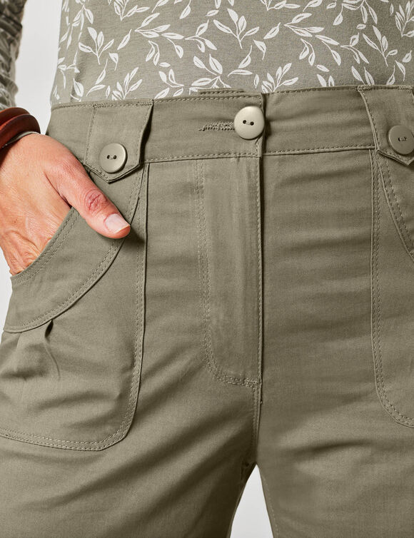 Pantacourt droit stretch (kaki clair)