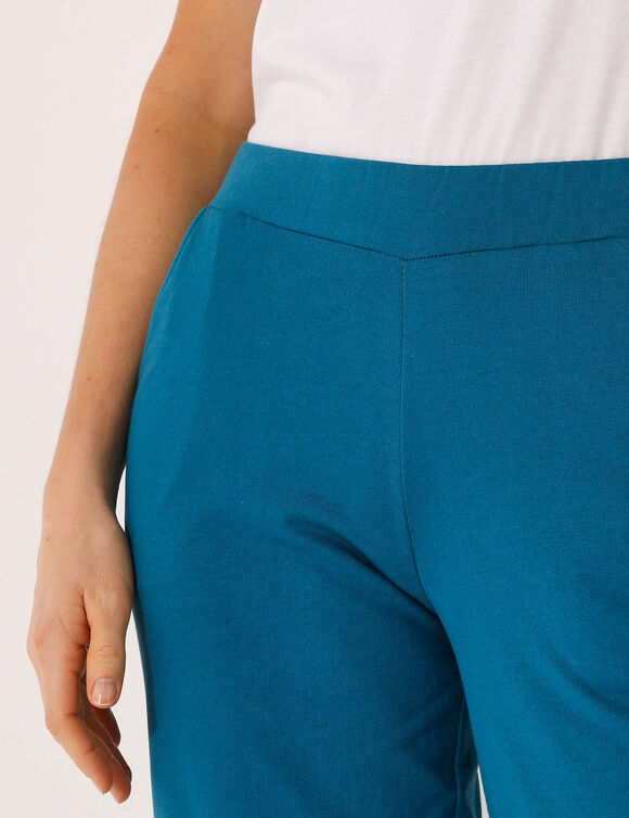 Pantalon coupe large molleton taille élastiquée (bleu pétrole)