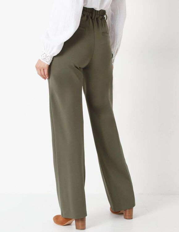 Pantalon droit, maille milano (kaki)