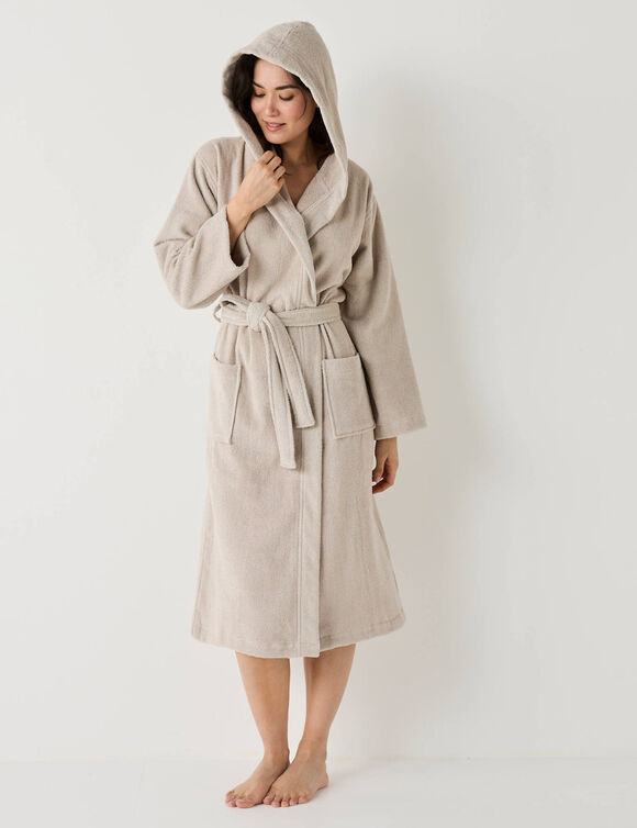 Peignoir mixte adulte col capuche "sèche-vite" (sable)