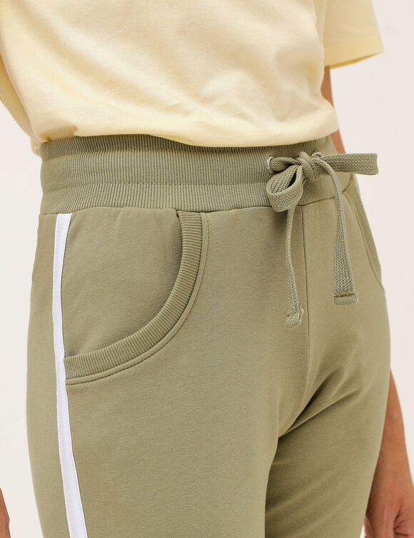 Pantalon jogging bicolore (kaki clair / blanc)