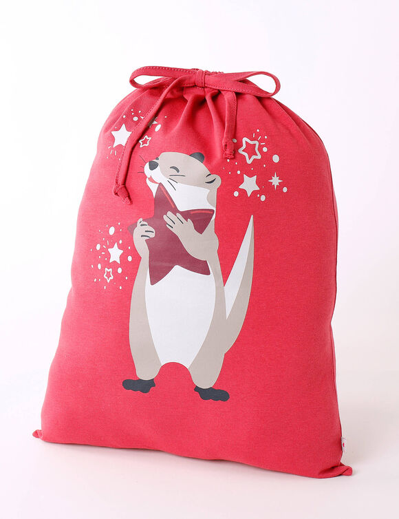 Pyjama imprimé "loutre" avec pochon assorti offert (framboise / gris)