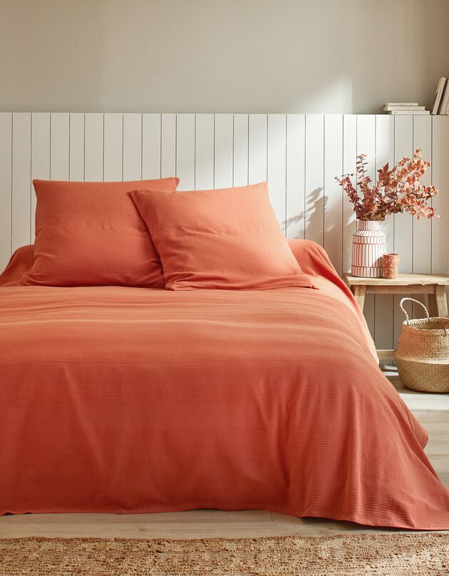Geweven bedsprei in effen katoen (terracotta)