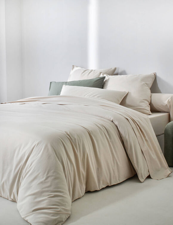 Linge de lit uni - coton lav&eacute; 57 fils/cm&sup2; (sable)