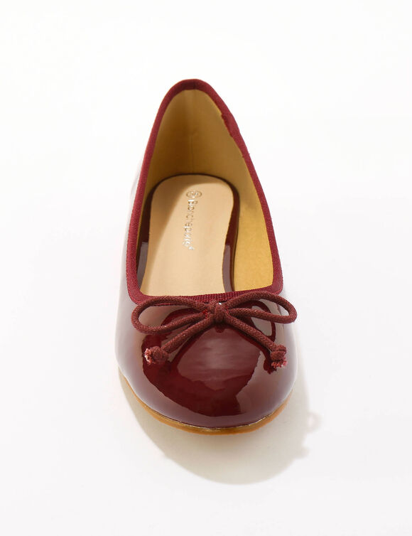 Ballerines plates vernies à noeud (bordeaux)