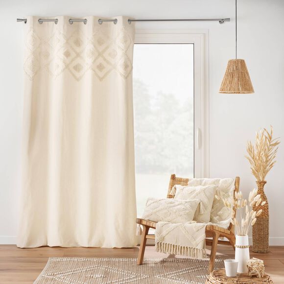 Coussin rectangulaire losanges tuftés (naturel)