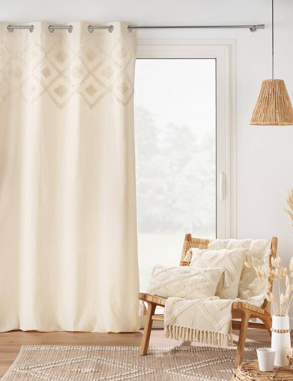 Coussin rectangulaire losanges tuftés (naturel)