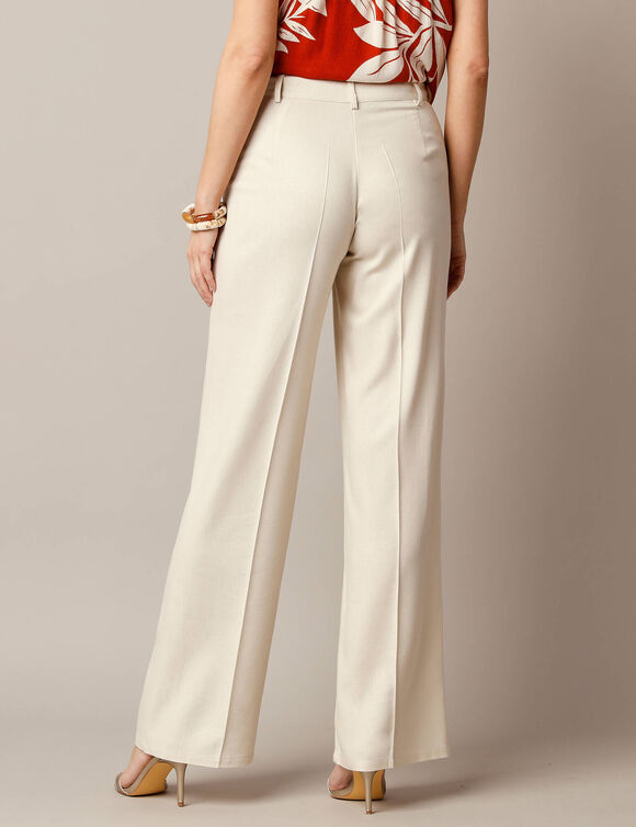 Pantalon large fluide, lin mélangé (naturel)