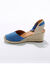 Sandalen met sleehak en bindlintjes (blauw)