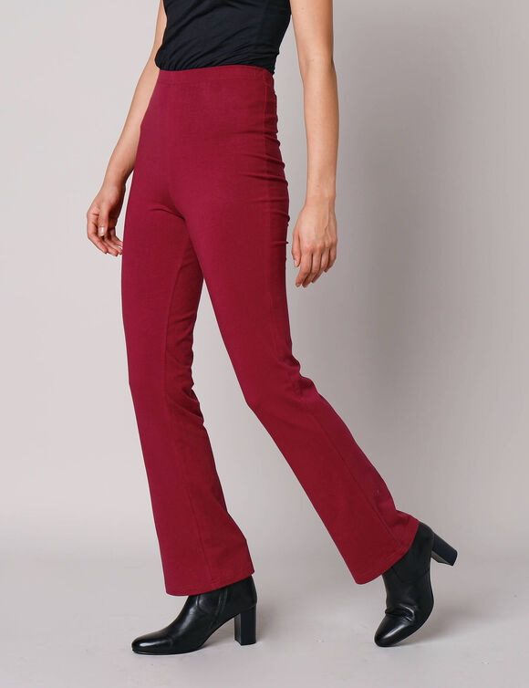 Legging bootcut uni, taille &eacute;lastiqu&eacute;e (rouge fonc&eacute;)