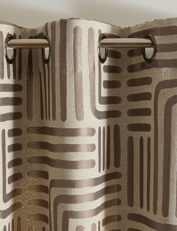 Rideau jacquard imprim&eacute; lignes (taupe)