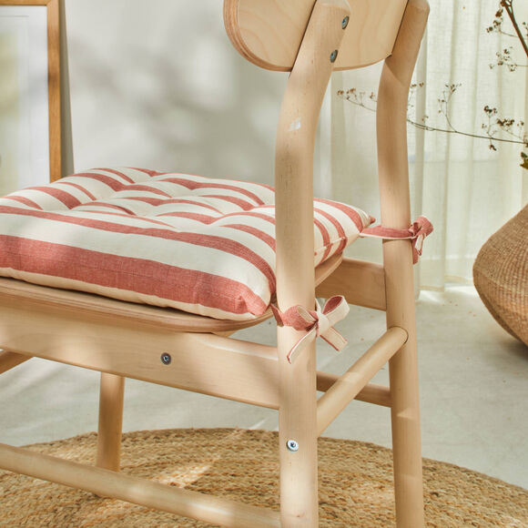 Galette de chaise carrée rayée - lot de 2 (terracotta)