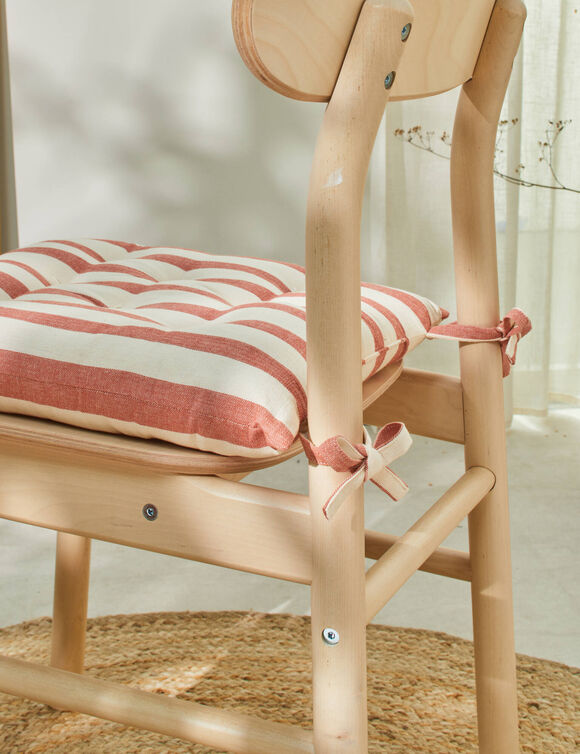 Galette de chaise carrée rayée - lot de 2 (terracotta)