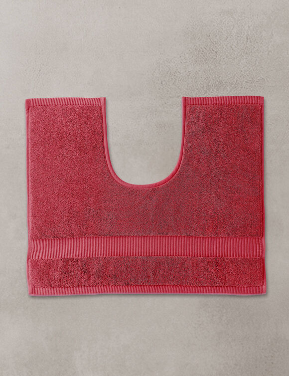 Badmatje van badstof met sierrand en premium comfort (granaatrood)