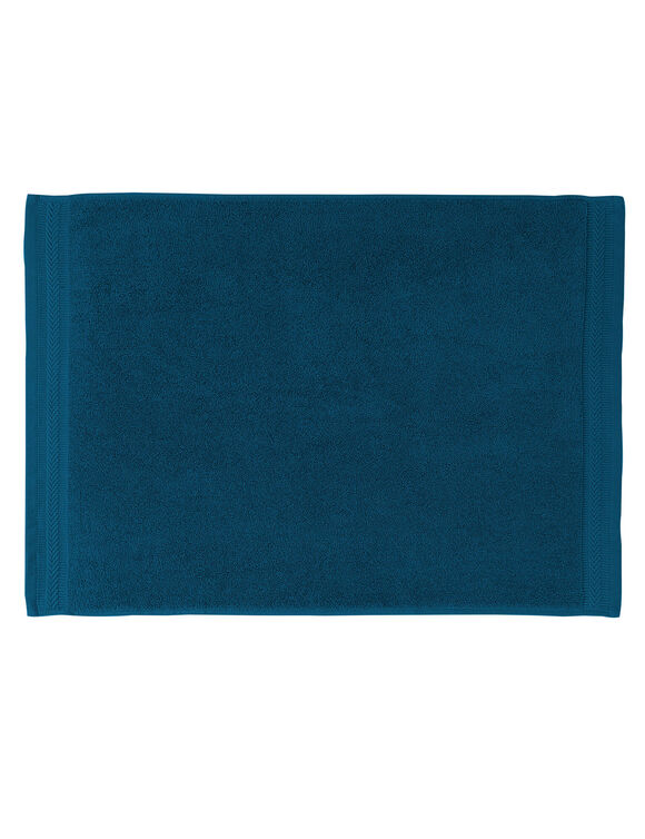 Tapis de bain &eacute;ponge liteau chevron (bleu paon)