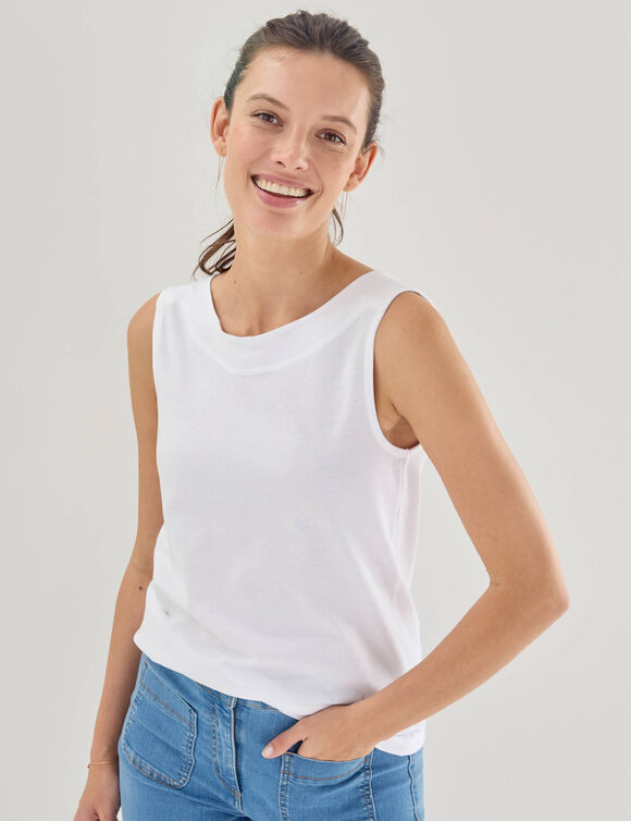 D&eacute;bardeur col bateau uni  (blanc)