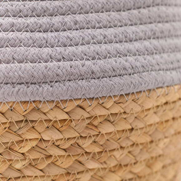 Panier bicolore rond corde coton (gris perle)