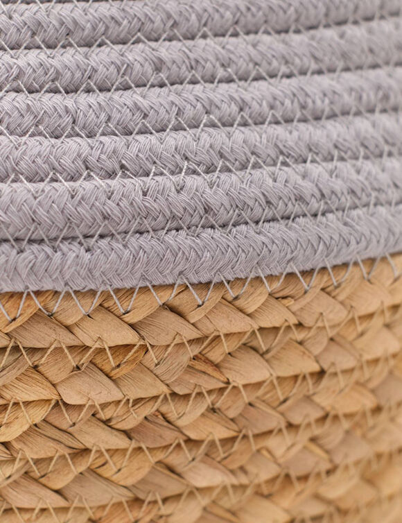 Panier bicolore rond corde coton (gris perle)