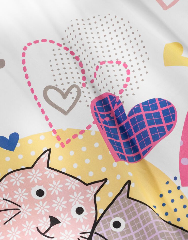 Linge de lit enfant à motifs chats Chamour 1 personne - coton (blanc)