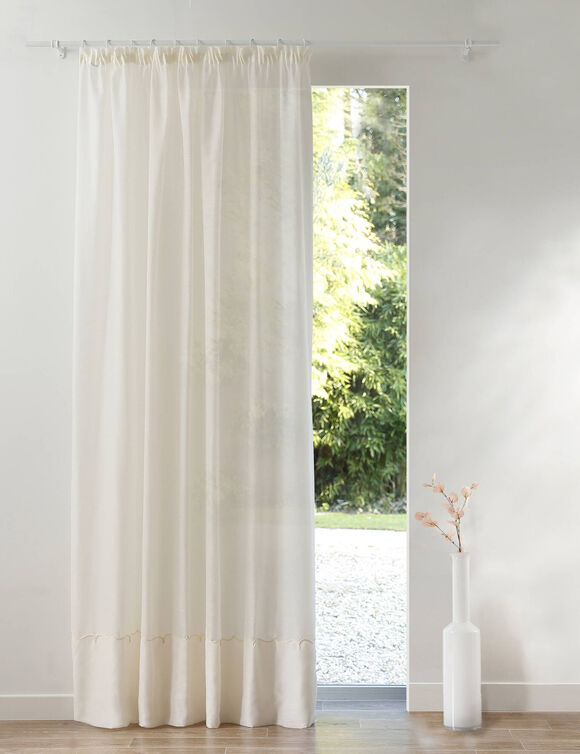 Panneau lin polyester base Cornely finition galon fronceur (&eacute;cru)