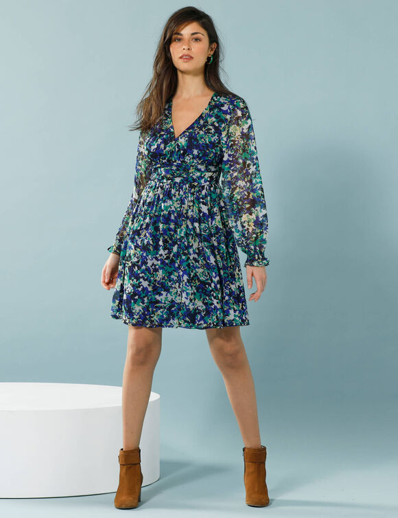 Robe en voile imprimé, Spécial Petites (marine / vert)