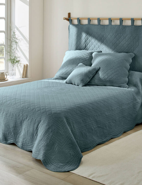 Effen hoofdeinde in katoen, boutisstijl, Cassandre (grijsblauw)