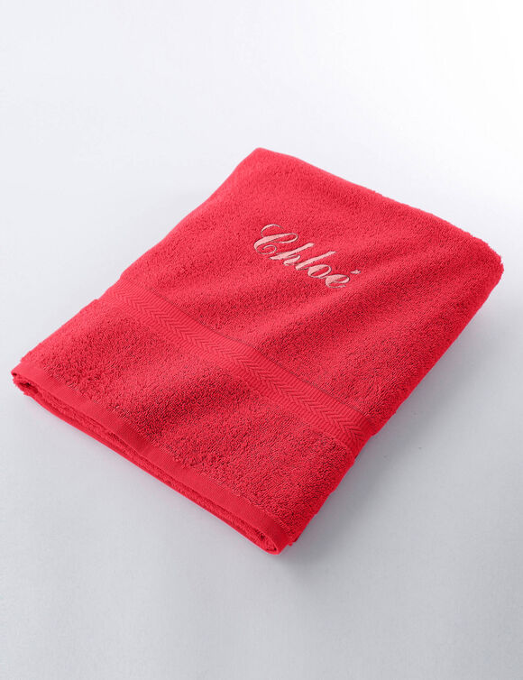 Effen handdoek, zacht comfort, personaliseerbaar (koraal)
