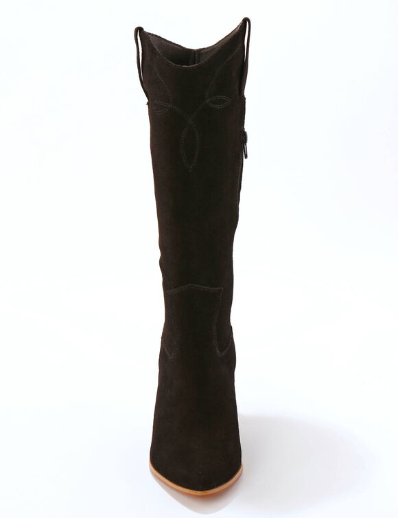 Bottes hautes santiags, cuir su&eacute;d&eacute; (noir)