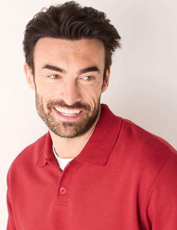 Sweat molleton col polo (rouge)