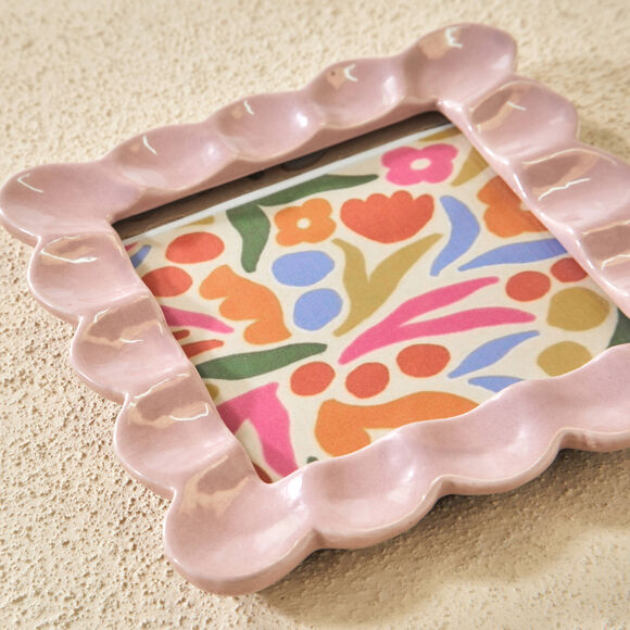 Cadre photo c&eacute;ramique carr&eacute; rose  (rose)