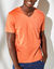 T-shirt met V-hals en korte mouwen - set van 3 (oranje + groen + geel)