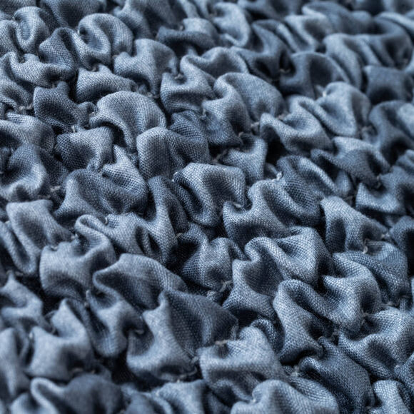 Bi-rekbare, grafische hoes in gewafelde microvezel voor kuipzetel (blauw)
