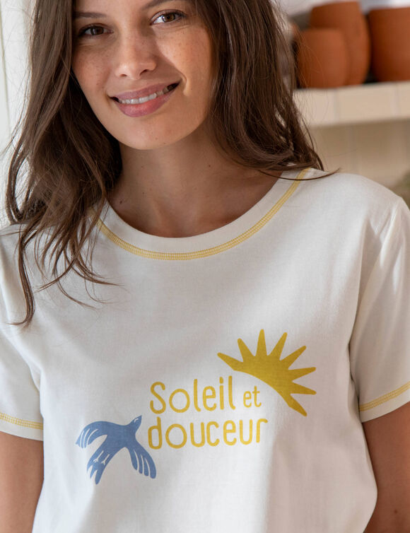 T-shirt pyjama manches courtes (&eacute;cru)