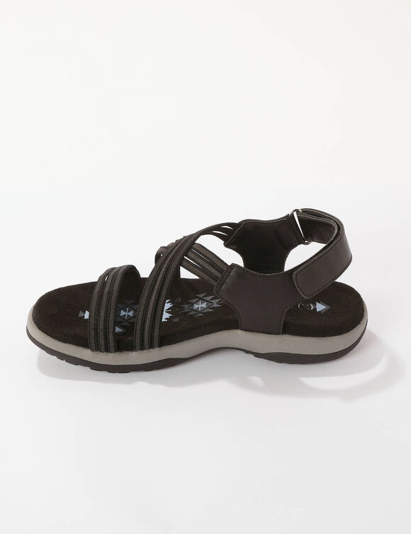 Sandales de marche brides &eacute;lastiqu&eacute;es et scratch&eacute;es (noir)