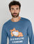 Katoenen pyjama bedrukt met een boodschap, lange mouwen (blauw / grijs)