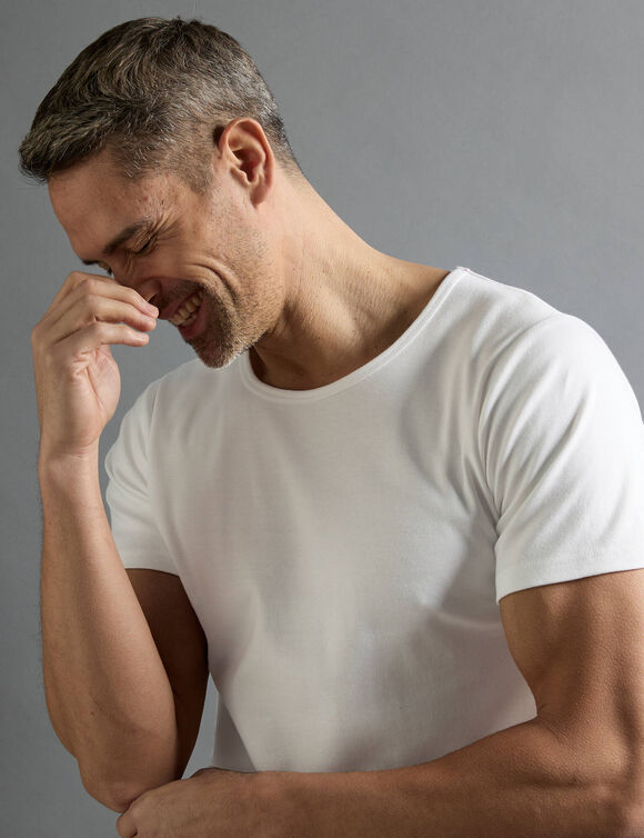 T-shirt sous-vêtement homme col rond manches courtes chaleur douce - lot de 2 (blanc)