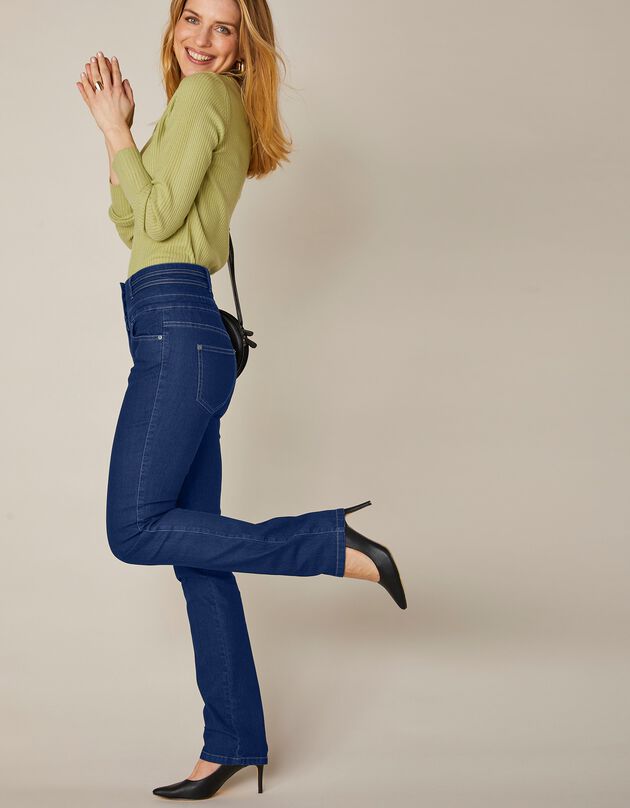 Stretchjeans in recht model met hoge taille, raw, hi-res