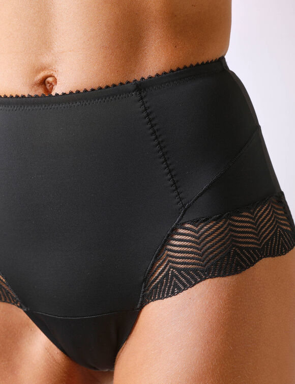 Culotte taille haute microfibre et dentelle - sculptante (noir)