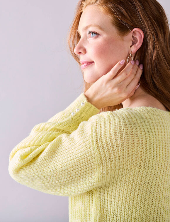 Pull col bateau, maille anglaise toucher doux (jaune pâle)