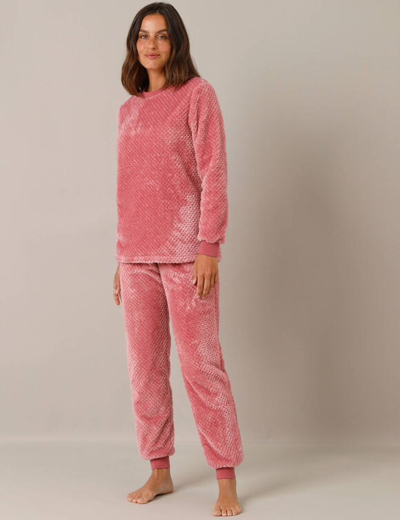 Pyjama en maille polaire texturée (rose)