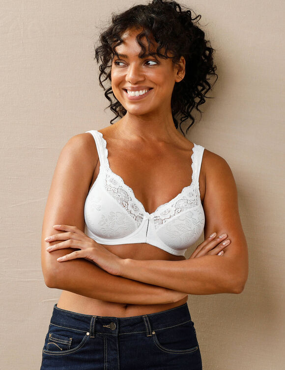 Soutien-gorge emboîtant en maille satinée et dentelle « Stelina" - avec armatures (blanc)