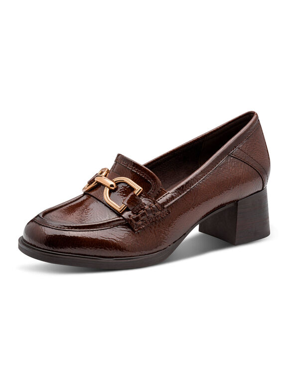 Mocassins met hak, met een brede hak (chocolade)