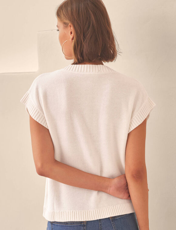 Mouwloos vest met knopen (wit)